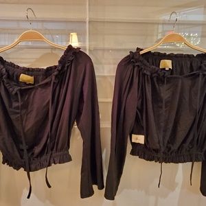 LACERF Ruffled style BLACK Top - Brand New